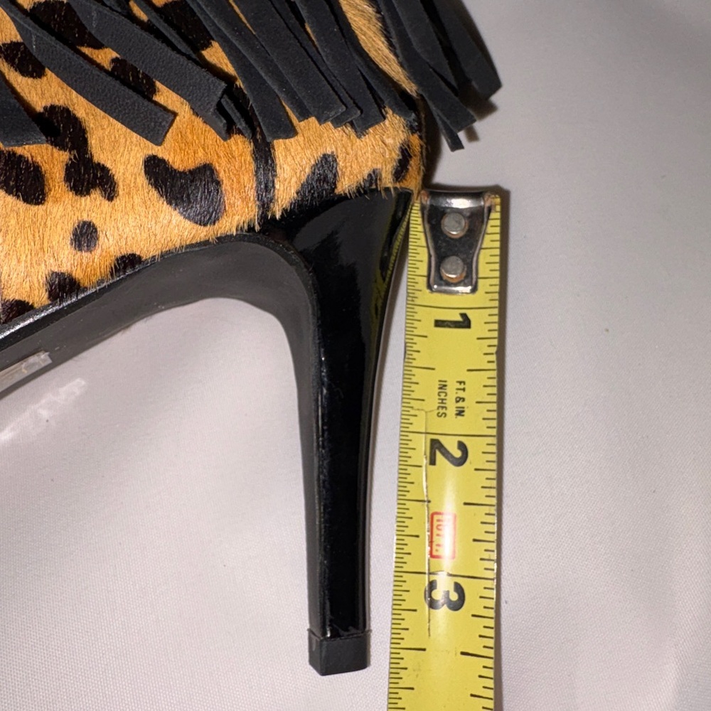 J.Renee Leopard Print Fringe Ankle Booties in Black and Tan - Picture 7 of 9